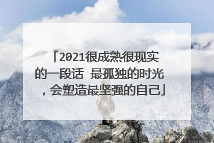 2021很成熟很现实的一段话 最孤独的时光，会塑造最坚强的自己