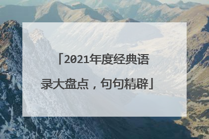 2021年度经典语录大盘点，句句精辟
