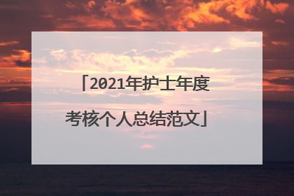 2021年护士年度考核个人总结范文