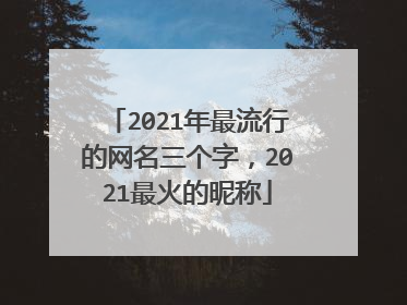 2021年最流行的网名三个字,2021最火的昵称