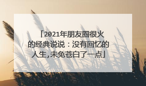 2021年朋友圈很火的经典说说：没有回忆的人生,未免苍白了一点