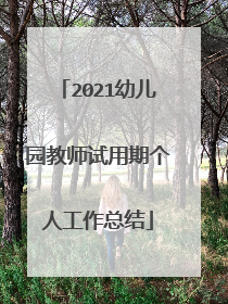 2021幼儿园教师试用期个人工作总结
