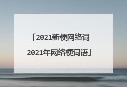 2021新梗网络词 2021年网络梗词语