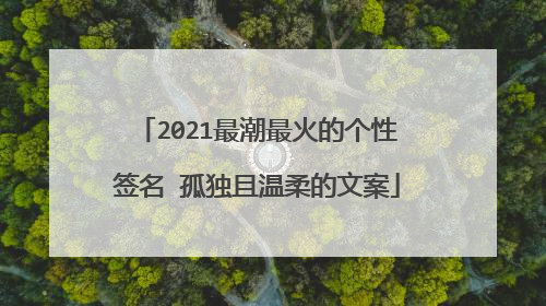 2021最潮最火的个性签名 孤独且温柔的文案