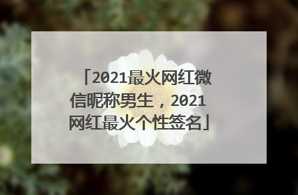2021最火网红微信昵称男生，2021网红最火个性签名
