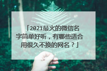 2021最火的微信名字简单好听,有哪些适合用很久不换的网名?