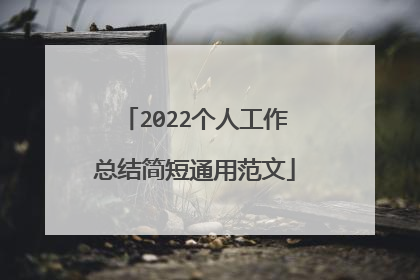 2022个人工作总结简短通用范文