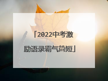 2022中考激励语录霸气简短