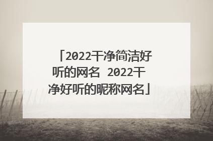 2022干净简洁好听的网名 2022干净好听的昵称网名