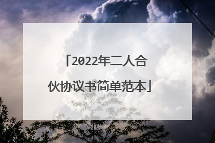 2022年二人合伙协议书简单范本