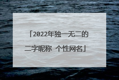 2022年独一无二的二字昵称 个性网名