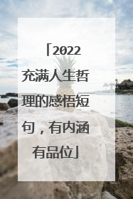 2022充满人生哲理的感悟短句，有内涵有品位