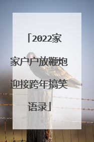 2022家家户户放鞭炮迎接跨年搞笑语录