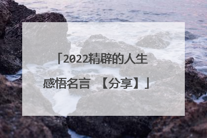 2022精辟的人生感悟名言 【分享】