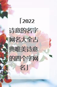 2022诗意的名字网名大全古典唯美诗意的四个字网名