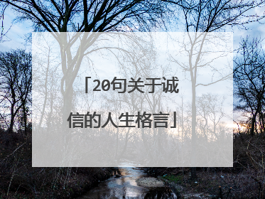 20句关于诚信的人生格言