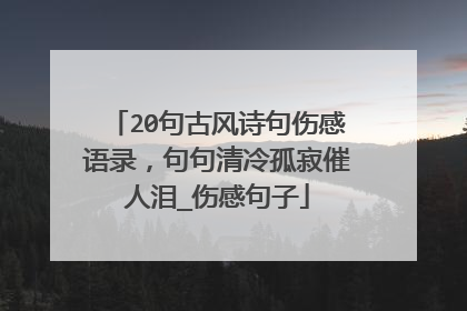 20句古风诗句伤感语录，句句清冷孤寂催人泪_伤感句子