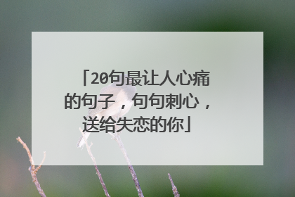 20句最让人心痛的句子，句句刺心，送给失恋的你