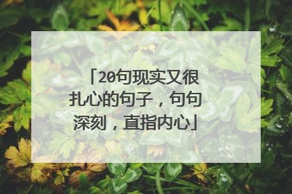 20句现实又很扎心的句子，句句深刻，直指内心