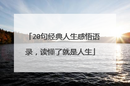 20句经典人生感悟语录，读懂了就是人生