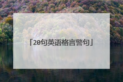 20句英语格言警句