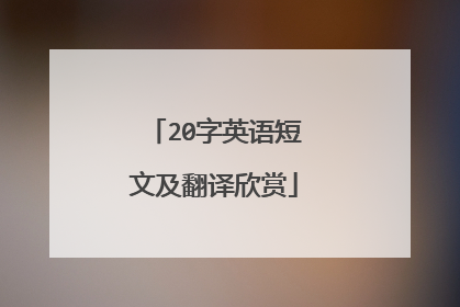 20字英语短文及翻译欣赏