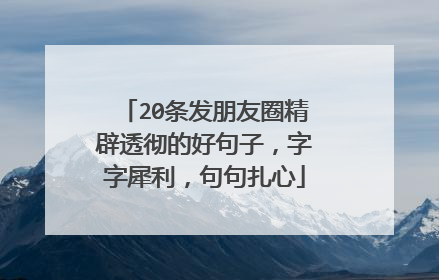 20条发朋友圈精辟透彻的好句子,字字犀利,句句扎心