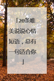 20条唯美说说心情短语,总有一句适合你