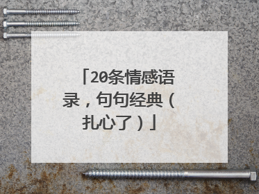 20条情感语录,句句经典(扎心了)