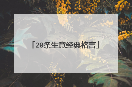 20条生意经典格言