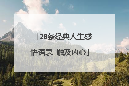 20条经典人生感悟语录_触及内心