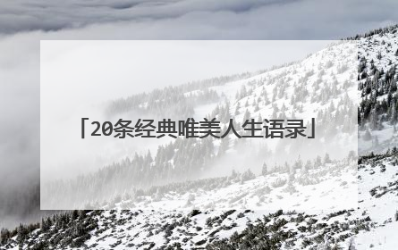 20条经典唯美人生语录