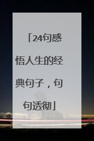 24句感悟人生的经典句子,句句透彻