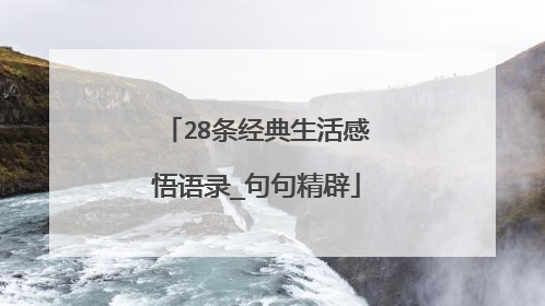 28条经典生活感悟语录_句句精辟
