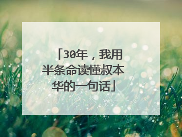 30年,我用半条命读懂叔本华的一句话