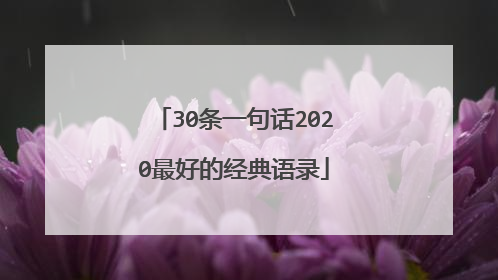 30条一句话2020最好的经典语录
