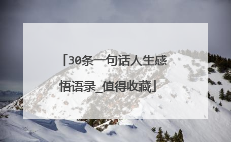 30条一句话人生感悟语录_值得收藏