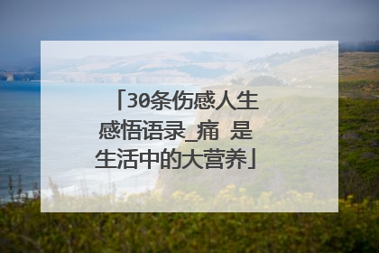 30条伤感人生感悟语录_痛 是生活中的大营养