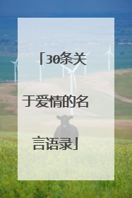30条关于爱情的名言语录