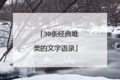 30条经典唯美的文字语录