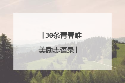 30条青春唯美励志语录