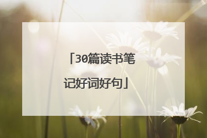 30篇读书笔记好词好句