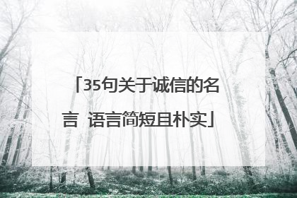 35句关于诚信的名言 语言简短且朴实