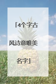 4个字古风诗意唯美名字