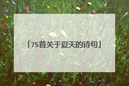 75首关于夏天的诗句