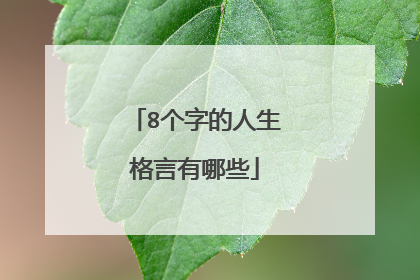 8个字的人生格言有哪些