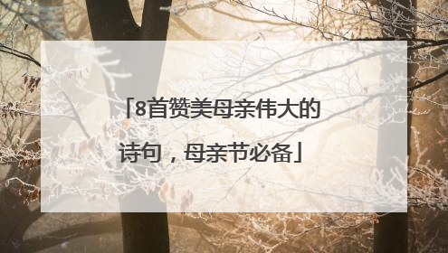 8首赞美母亲伟大的诗句，母亲节必备