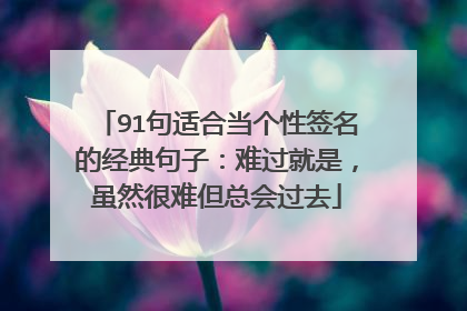 91句适合当个性签名的经典句子：难过就是，虽然很难但总会过去