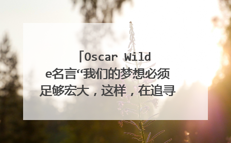 Oscar Wilde名言“我们的梦想必须足够宏大，这样，在追寻的过程中，她才不会消失。”出处和英文原文