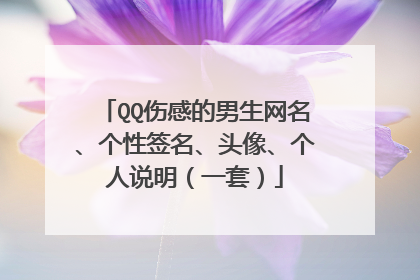 QQ伤感的男生网名、个性签名、头像、个人说明(一套)